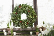 24" Holly & Greens Wreath